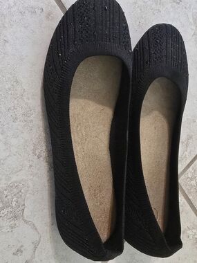 Women's Black Knit Ballet Flats - Cushioned Slip-On Loafers